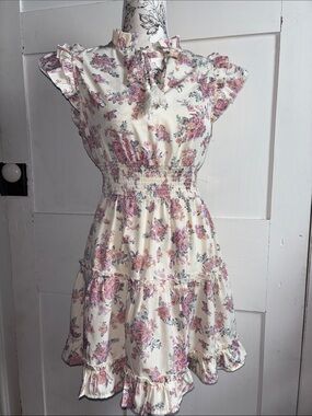 Cream Floral Ruffle Sundress - Women